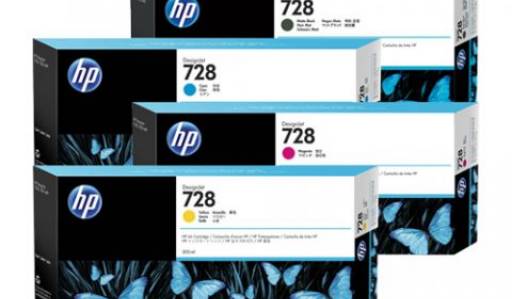 HP DesignJet用インク 728シリーズ4点セット HP 728 728B 純正インク ブラック/カラー 4色セット 130mL 各1 計4個